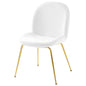 Scoop Gold Stainless Steel Leg Performance Velvet Dining Chair, Velvet, Metal Steel, White, 18211