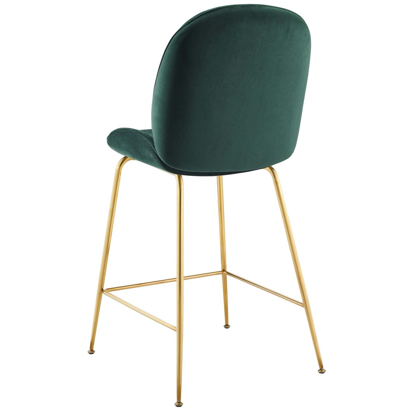 Scoop Gold Stainless Steel Leg Performance Velvet Counter Stool, Velvet Fabric Metal Steel, Green, 17505
