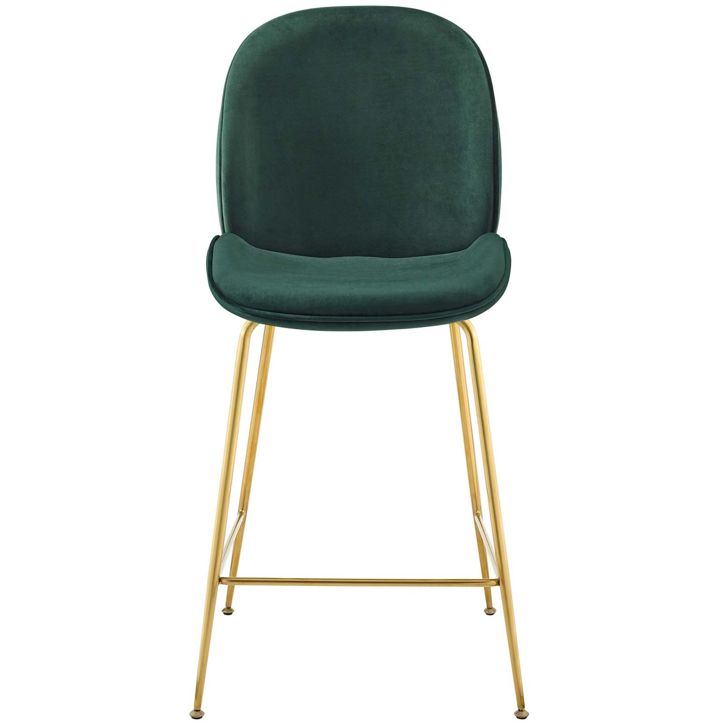 Scoop Gold Stainless Steel Leg Performance Velvet Counter Stool, Velvet Fabric Metal Steel, Green, 17505