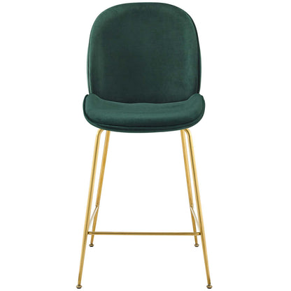 Scoop Gold Stainless Steel Leg Performance Velvet Counter Stool, Velvet Fabric Metal Steel, Green, 17505