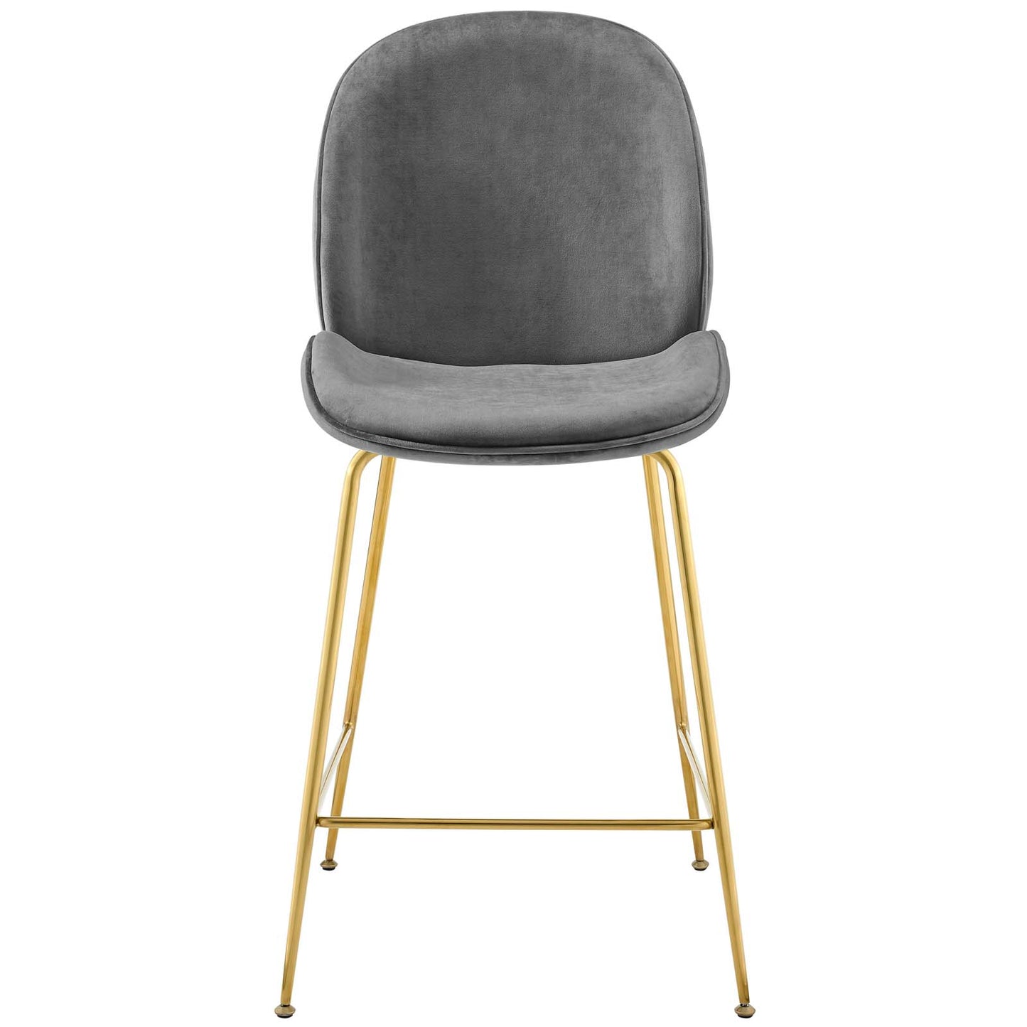 Scoop Gold Stainless Steel Leg Performance Velvet Counter Stool, Velvet Fabric Metal Steel, Grey Gray, 17506