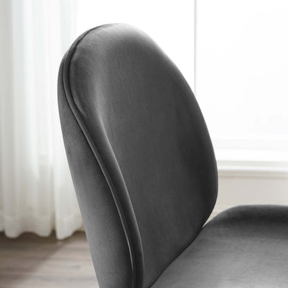 Scoop Gold Stainless Steel Leg Performance Velvet Counter Stool, Velvet Fabric Metal Steel, Grey Gray, 17506