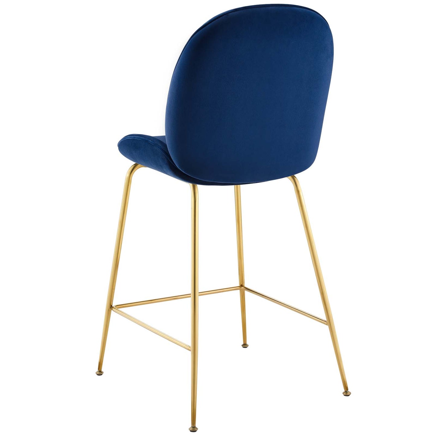 Scoop Gold Stainless Steel Leg Performance Velvet Counter Stool, Velvet Fabric Metal Steel, Navy Blue, 17507