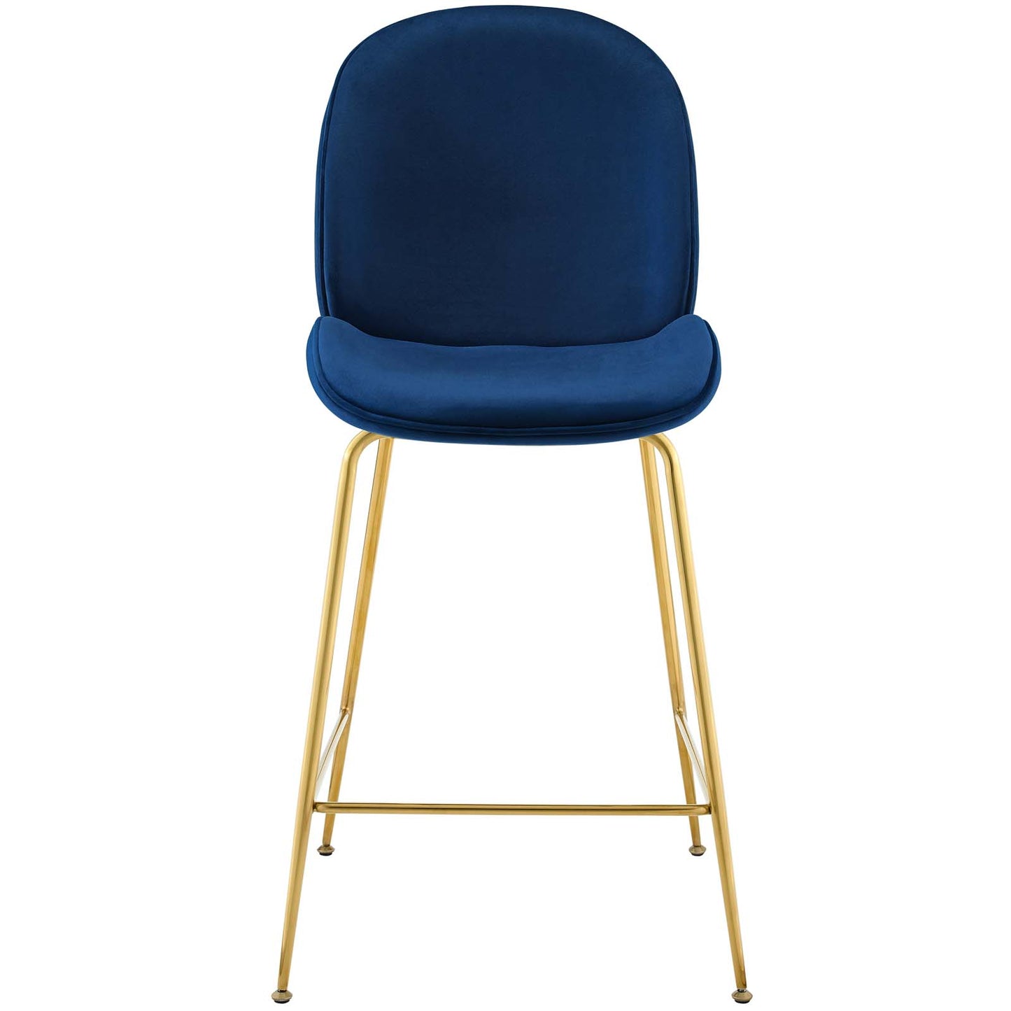 Scoop Gold Stainless Steel Leg Performance Velvet Counter Stool, Velvet Fabric Metal Steel, Navy Blue, 17507