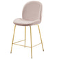 Scoop Gold Stainless Steel Leg Performance Velvet Counter Stool, Velvet Fabric Metal Steel, Pink, 17508