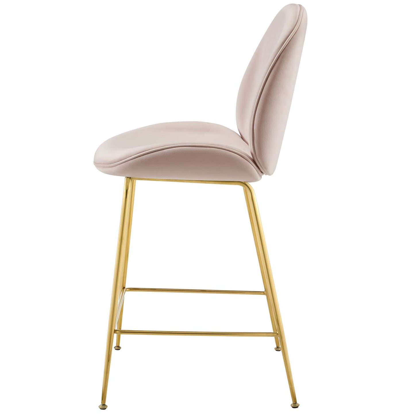 Scoop Gold Stainless Steel Leg Performance Velvet Counter Stool, Velvet Fabric Metal Steel, Pink, 17508