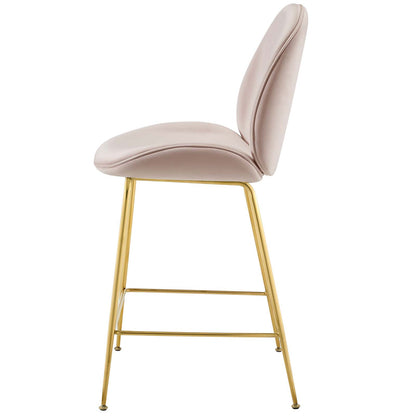 Scoop Gold Stainless Steel Leg Performance Velvet Counter Stool, Velvet Fabric Metal Steel, Pink, 17508