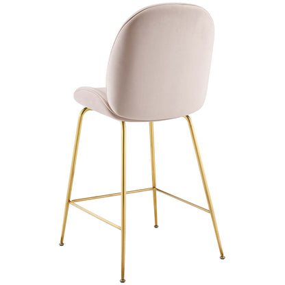 Scoop Gold Stainless Steel Leg Performance Velvet Counter Stool, Velvet Fabric Metal Steel, Pink, 17508