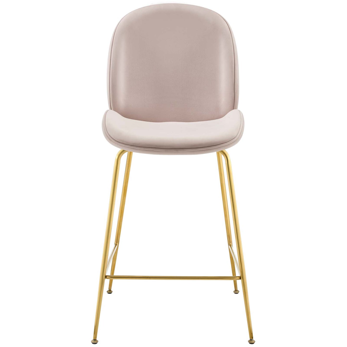 Scoop Gold Stainless Steel Leg Performance Velvet Counter Stool, Velvet Fabric Metal Steel, Pink, 17508