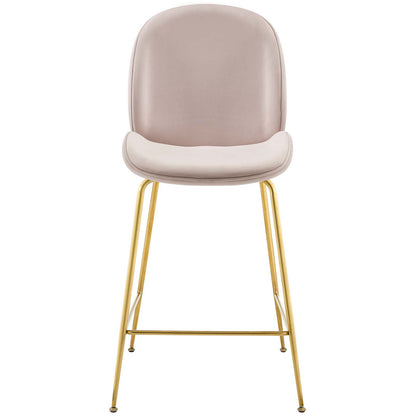 Scoop Gold Stainless Steel Leg Performance Velvet Counter Stool, Velvet Fabric Metal Steel, Pink, 17508