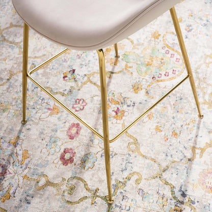 Scoop Gold Stainless Steel Leg Performance Velvet Counter Stool, Velvet Fabric Metal Steel, Pink, 17508
