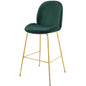 Scoop Gold Stainless Steel Leg Performance Velvet Bar Stool, Velvet Fabric Metal Steel, Green, 17509