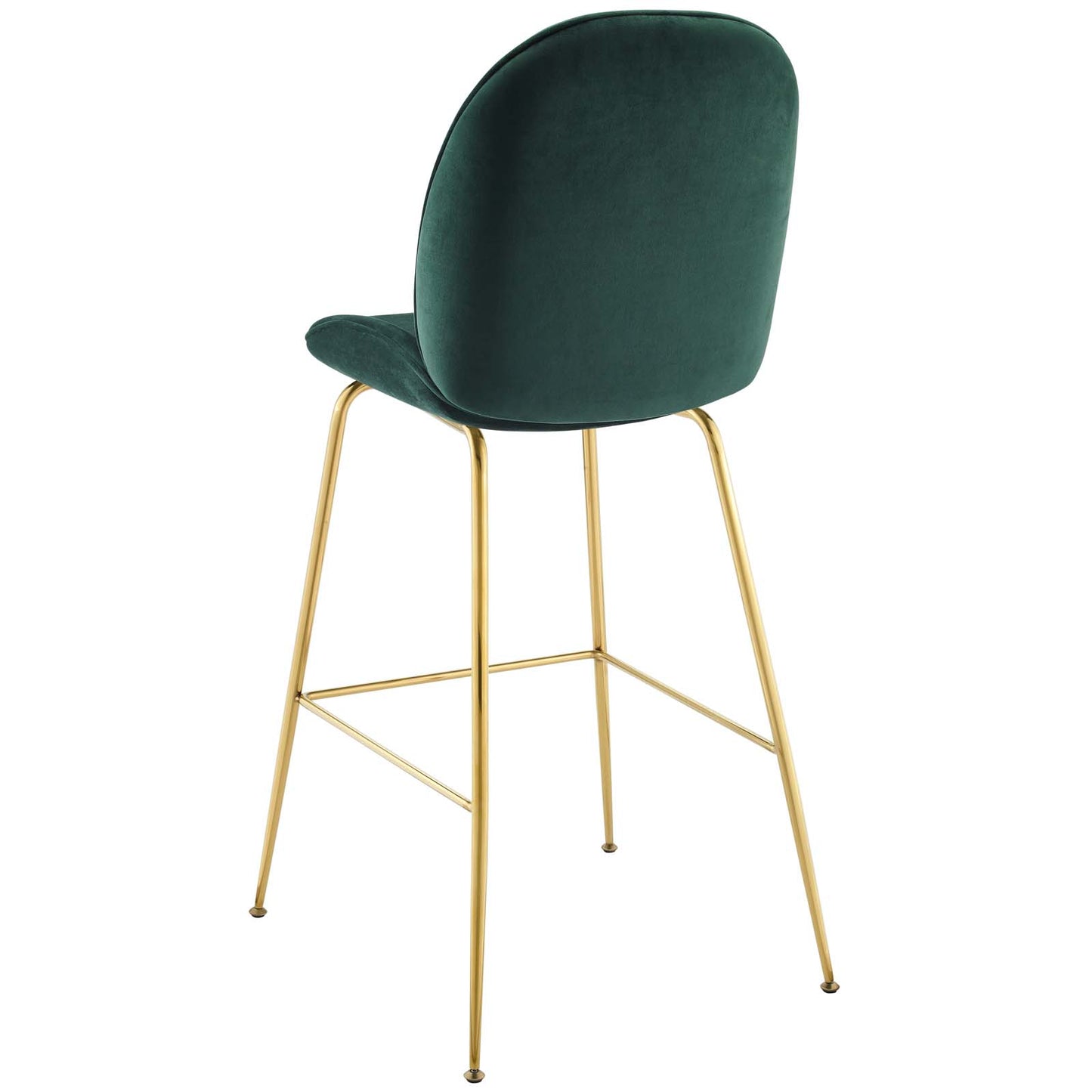 Scoop Gold Stainless Steel Leg Performance Velvet Bar Stool, Velvet Fabric Metal Steel, Green, 17509
