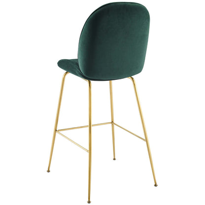 Scoop Gold Stainless Steel Leg Performance Velvet Bar Stool, Velvet Fabric Metal Steel, Green, 17509