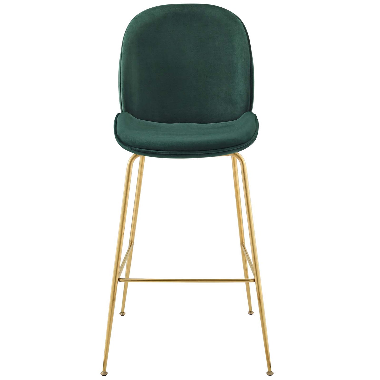 Scoop Gold Stainless Steel Leg Performance Velvet Bar Stool, Velvet Fabric Metal Steel, Green, 17509