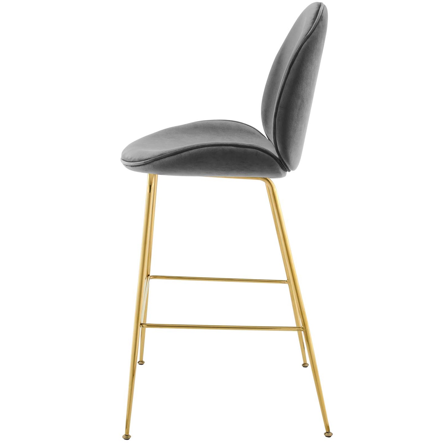 Scoop Gold Stainless Steel Leg Performance Velvet Bar Stool, Velvet Fabric Metal Steel, Grey Gray, 17510