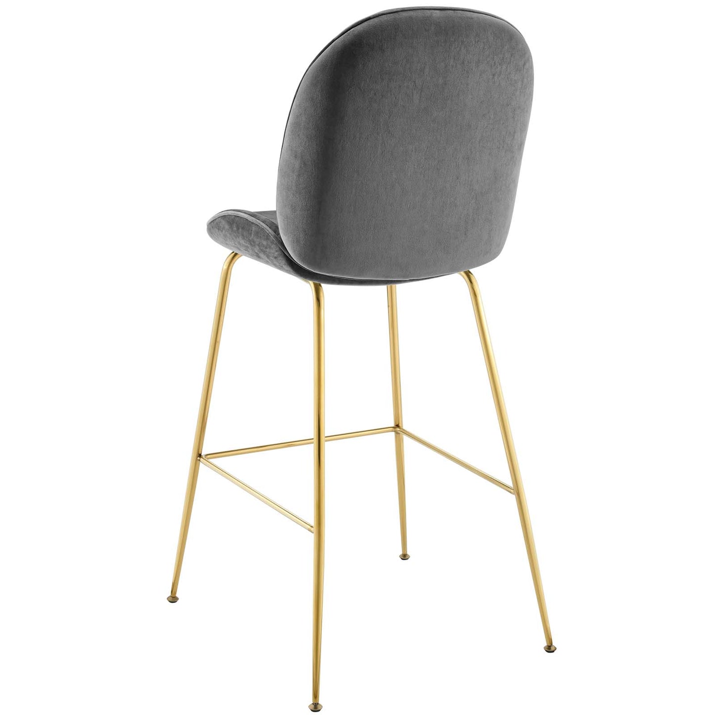 Scoop Gold Stainless Steel Leg Performance Velvet Bar Stool, Velvet Fabric Metal Steel, Grey Gray, 17510