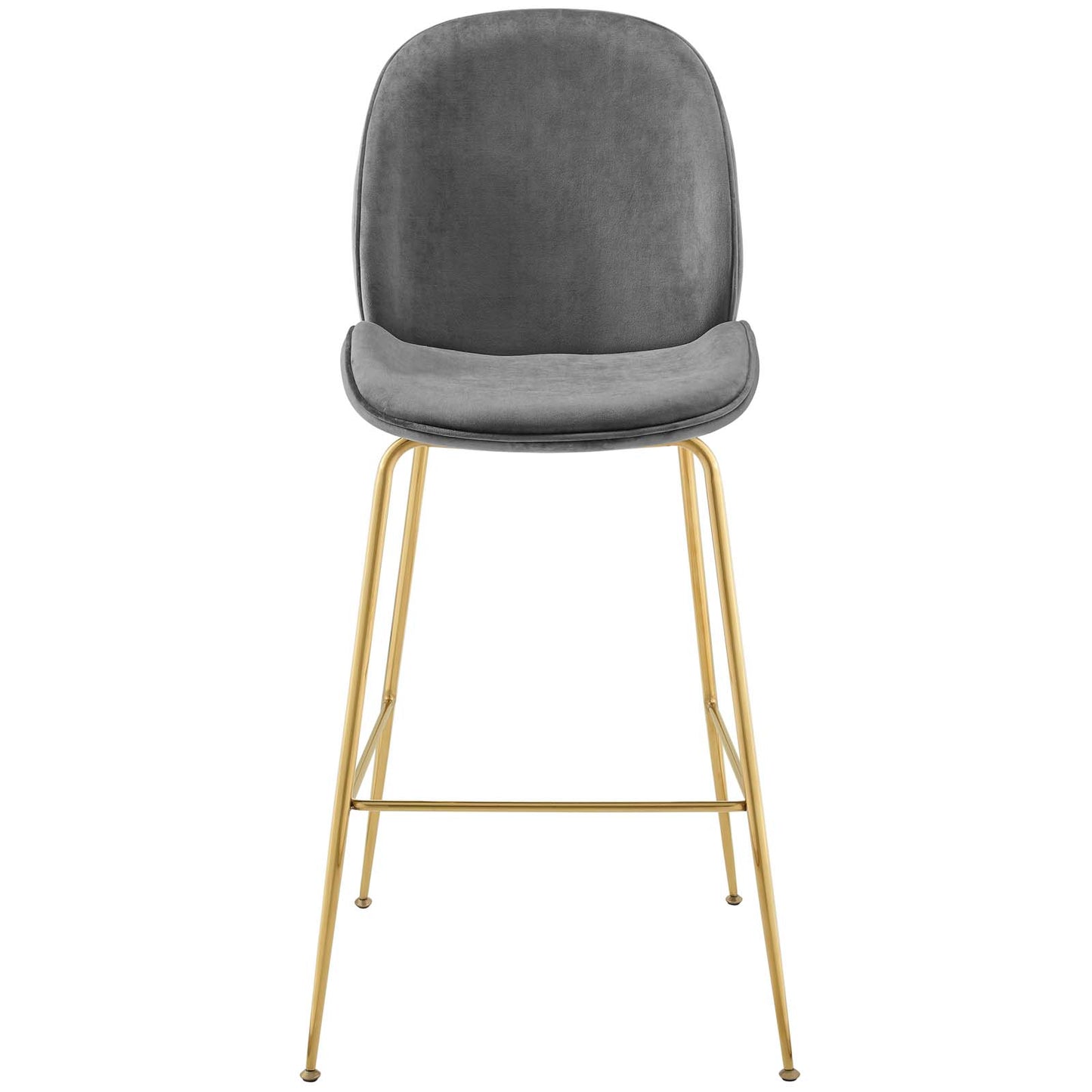 Scoop Gold Stainless Steel Leg Performance Velvet Bar Stool, Velvet Fabric Metal Steel, Grey Gray, 17510