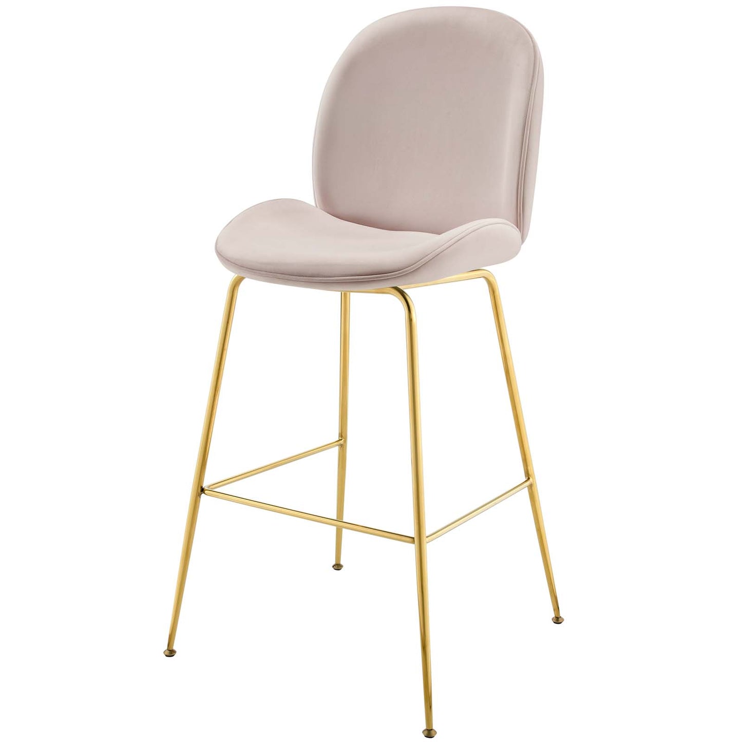 Scoop Gold Stainless Steel Leg Performance Velvet Bar Stool, Velvet Fabric Metal Steel, Pink, 17512