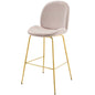 Scoop Gold Stainless Steel Leg Performance Velvet Bar Stool, Velvet Fabric Metal Steel, Pink, 17512