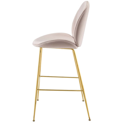 Scoop Gold Stainless Steel Leg Performance Velvet Bar Stool, Velvet Fabric Metal Steel, Pink, 17512