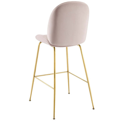 Scoop Gold Stainless Steel Leg Performance Velvet Bar Stool, Velvet Fabric Metal Steel, Pink, 17512