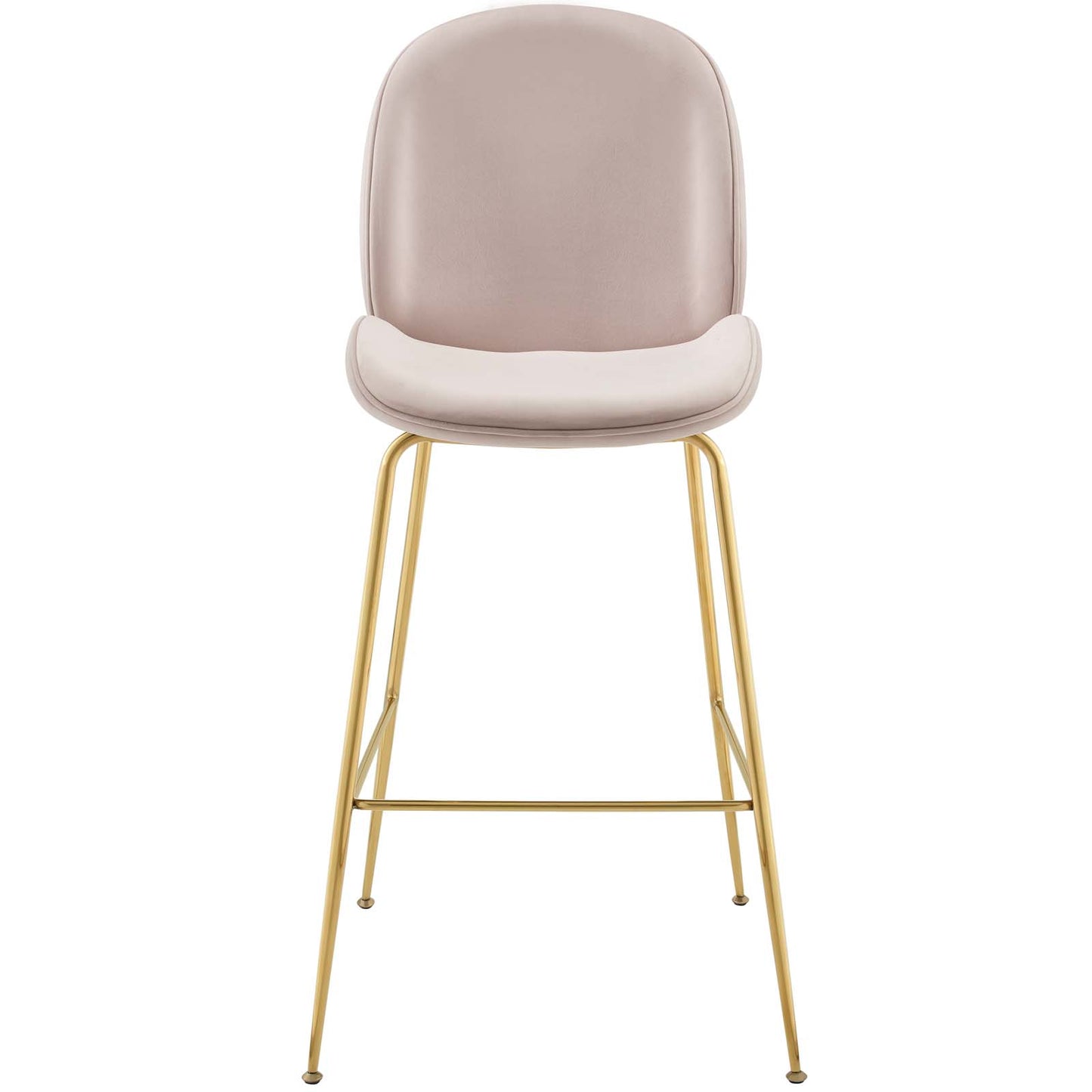 Scoop Gold Stainless Steel Leg Performance Velvet Bar Stool, Velvet Fabric Metal Steel, Pink, 17512