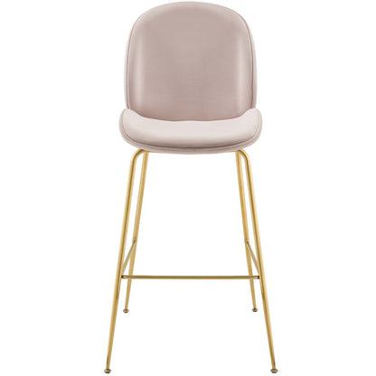 Scoop Gold Stainless Steel Leg Performance Velvet Bar Stool, Velvet Fabric Metal Steel, Pink, 17512