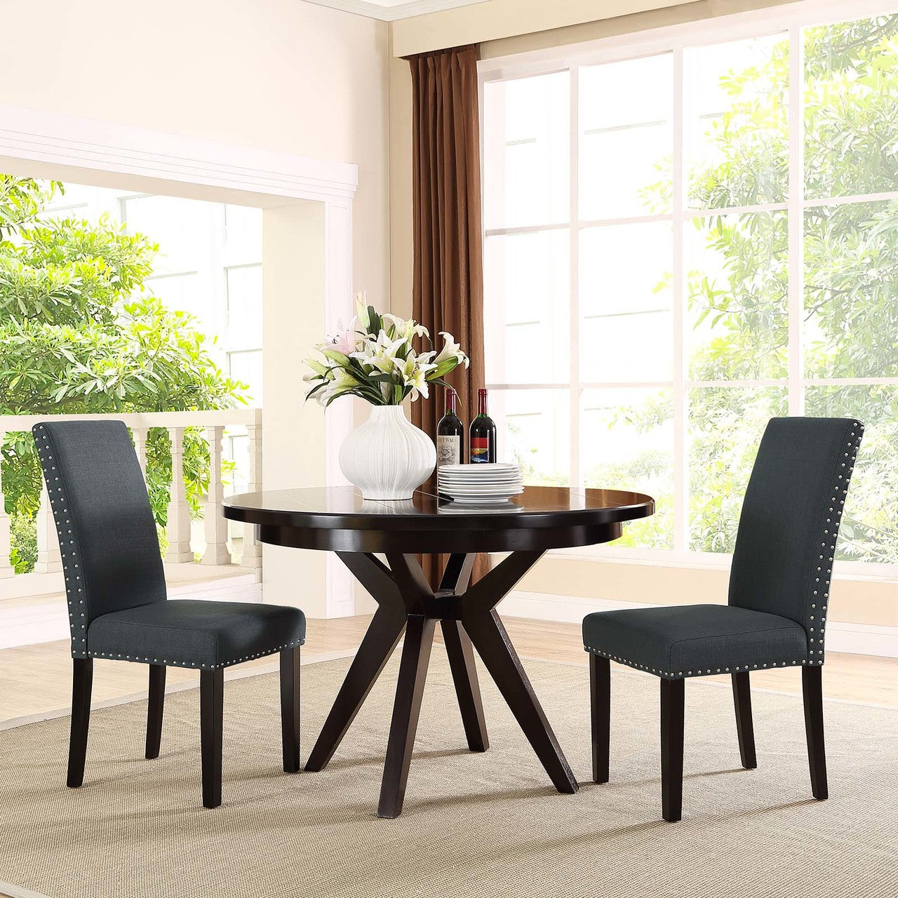 Parcel Dining Side Chair Fabric Set of 2, Fabric, Grey Gray 15474