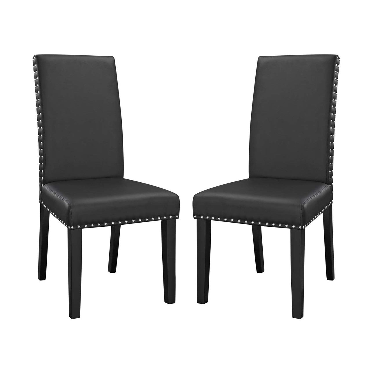 Parcel Dining Side Chair Vinyl Set of 2, Faux Vinyl Leather, Black 15477
