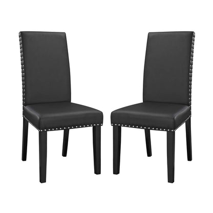 Parcel Dining Side Chair Vinyl Set of 2, Faux Vinyl Leather, Black 15477