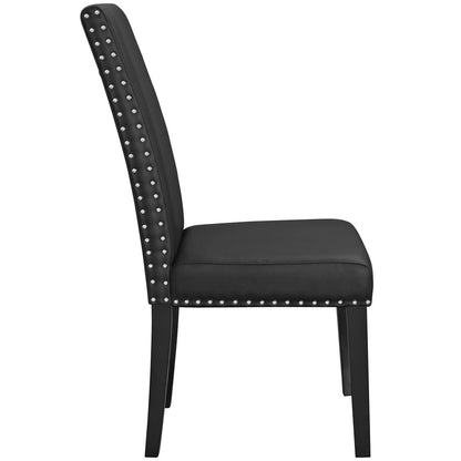 Parcel Dining Side Chair Vinyl Set of 2, Faux Vinyl Leather, Black 15477