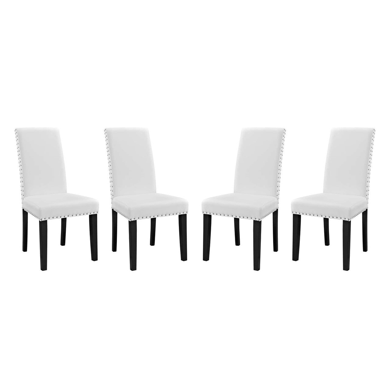 Parcel Dining Side Chair Vinyl Set of 4, Faux Vinyl Leather, White 15479