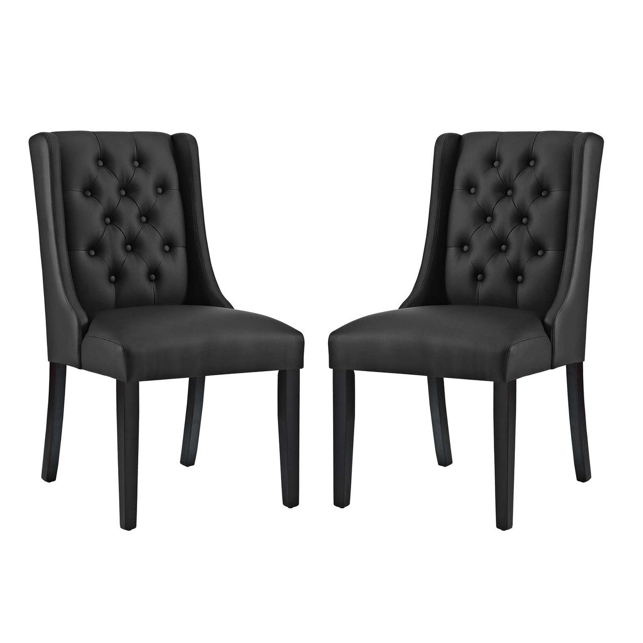 Baronet Dining Chair Vinyl Set of 2, Faux Vinyl Leather, Black 15480