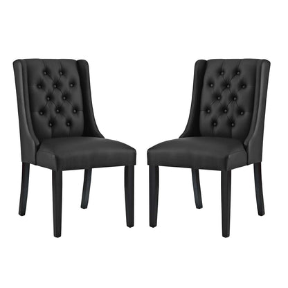 Baronet Dining Chair Vinyl Set of 2, Faux Vinyl Leather, Black 15480
