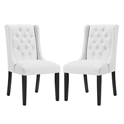 Baronet Dining Chair Vinyl Set of 2, Faux Vinyl Leather, White 15860