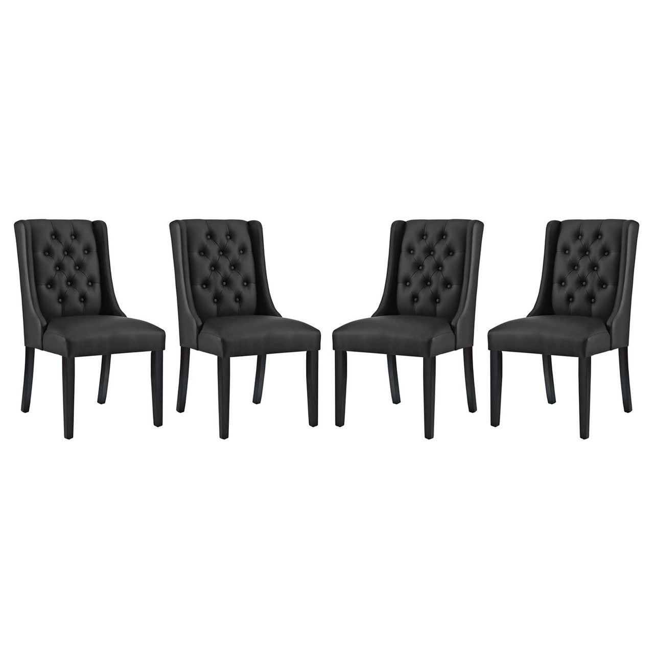 Baronet Dining Chair Vinyl Set of 4, Faux Vinyl Leather, Black 15861