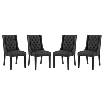 Baronet Dining Chair Vinyl Set of 4, Faux Vinyl Leather, Black 15861