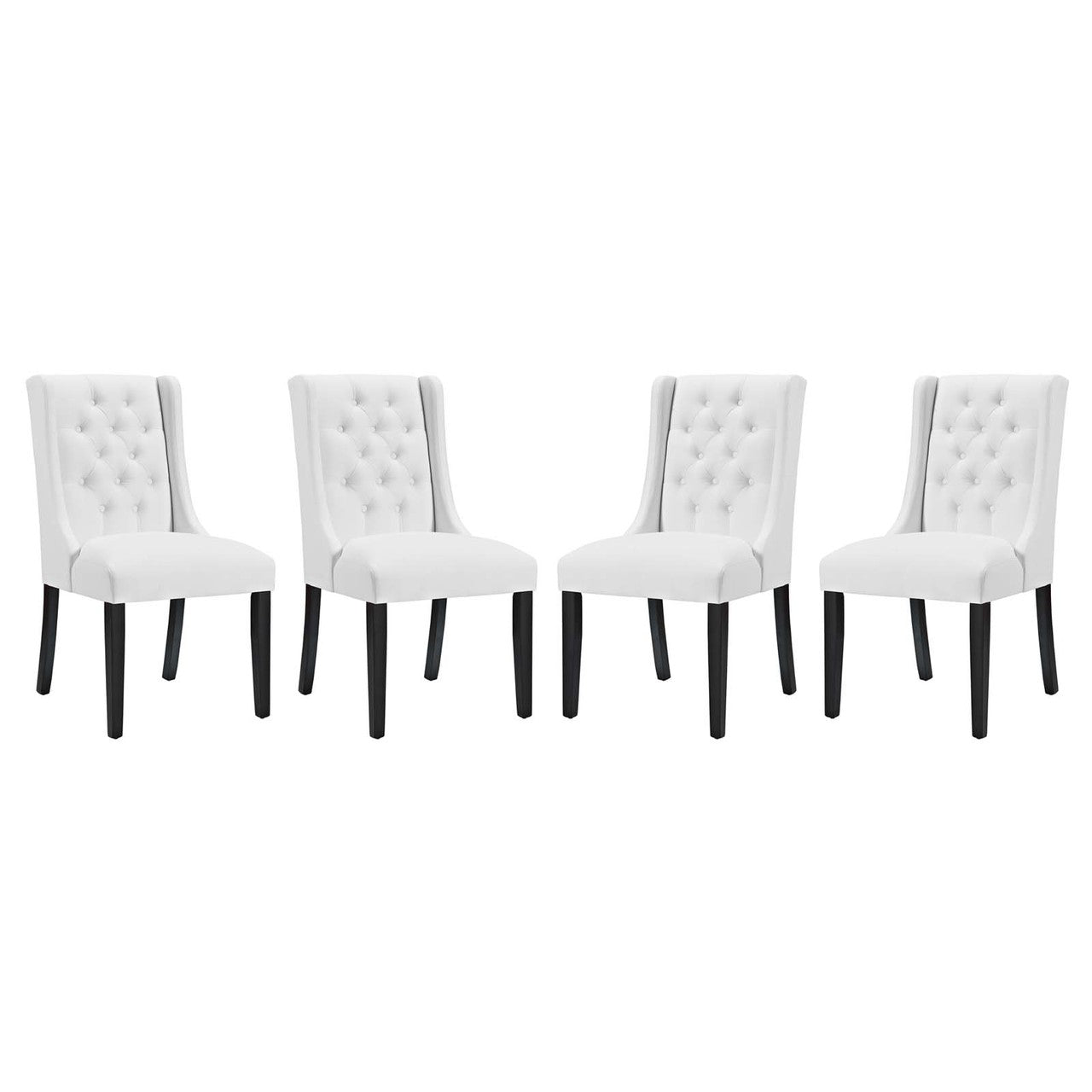 Baronet Dining Chair Vinyl Set of 4, Faux Vinyl Leather, White 15862