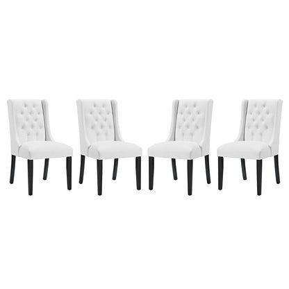 Baronet Dining Chair Vinyl Set of 4, Faux Vinyl Leather, White 15862