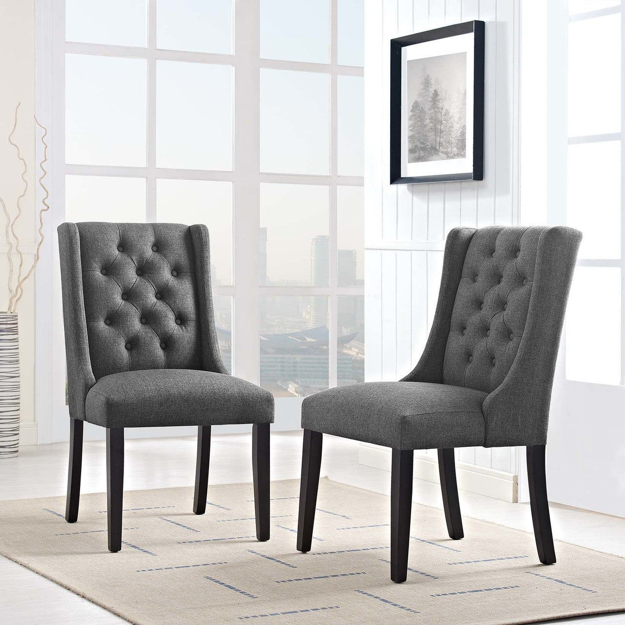 Baronet Dining Chair Fabric Set of 2, Fabric, Grey Gray 15865