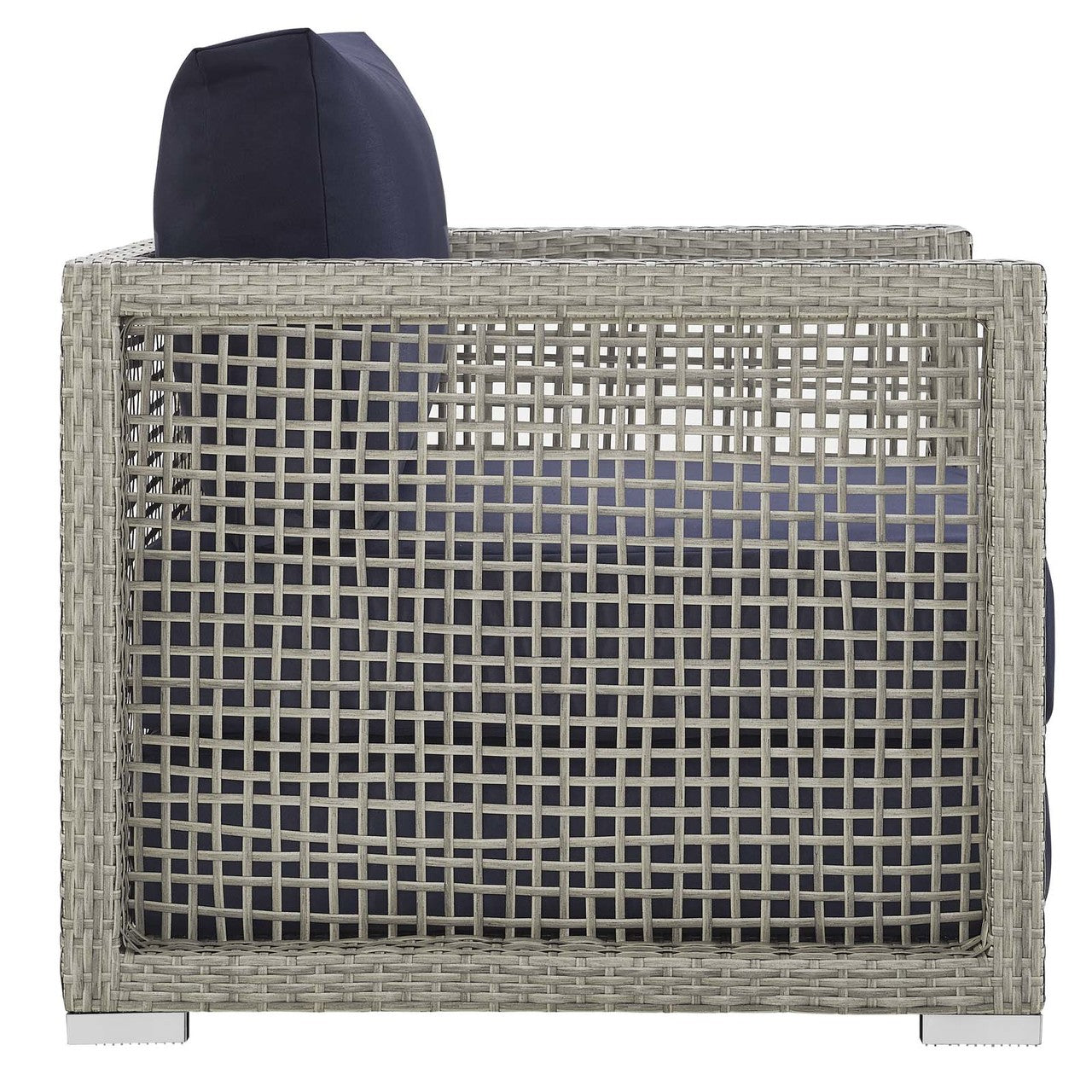 Aura 6 Piece Outdoor Patio Wicker Rattan Set, Rattan Wicker, Navy Blue Grey Gray 15870