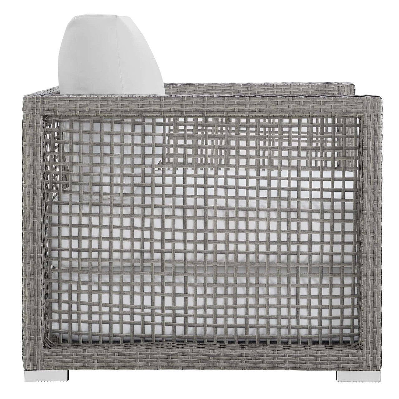 Aura 6 Piece Outdoor Patio Wicker Rattan Set, Rattan Wicker, Grey Gray White 15871