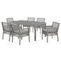 Aura 7 Piece Outdoor Patio Wicker Rattan Set, Rattan Wicker, Grey Gray 15872