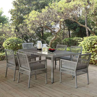 Aura 7 Piece Outdoor Patio Wicker Rattan Set, Rattan Wicker, Grey Gray 15872