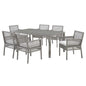 Aura 7 Piece Outdoor Patio Wicker Rattan Set, Rattan Wicker, Grey Gray White 15874