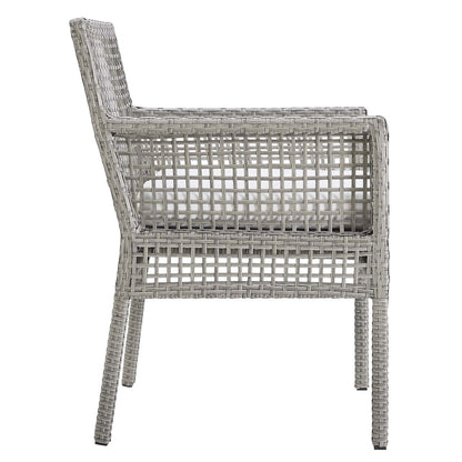 Aura 7 Piece Outdoor Patio Wicker Rattan Set, Rattan Wicker, Grey Gray White 15874