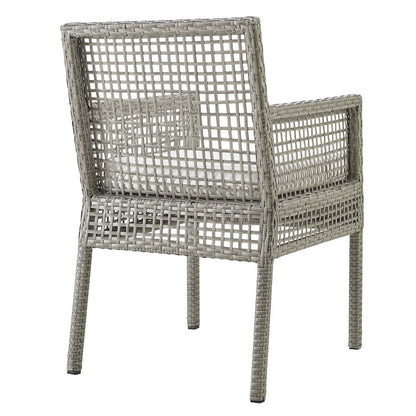 Aura 7 Piece Outdoor Patio Wicker Rattan Set, Rattan Wicker, Grey Gray White 15874
