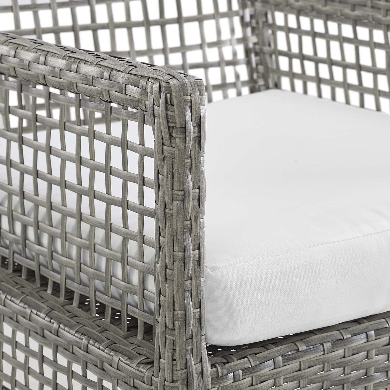Aura 7 Piece Outdoor Patio Wicker Rattan Set, Rattan Wicker, Grey Gray White 15874