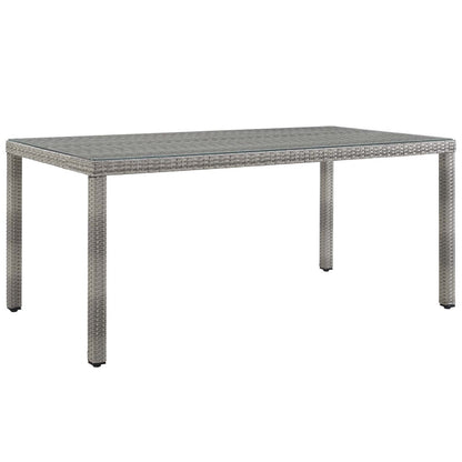 Aura 7 Piece Outdoor Patio Wicker Rattan Set, Rattan Wicker, Grey Gray White 15874